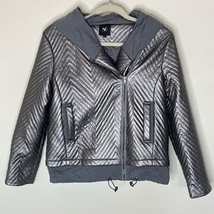 NÜ Denmark Malou Quilted Jacket | Motorcycle | Hooded | Size S | Silver / Gray